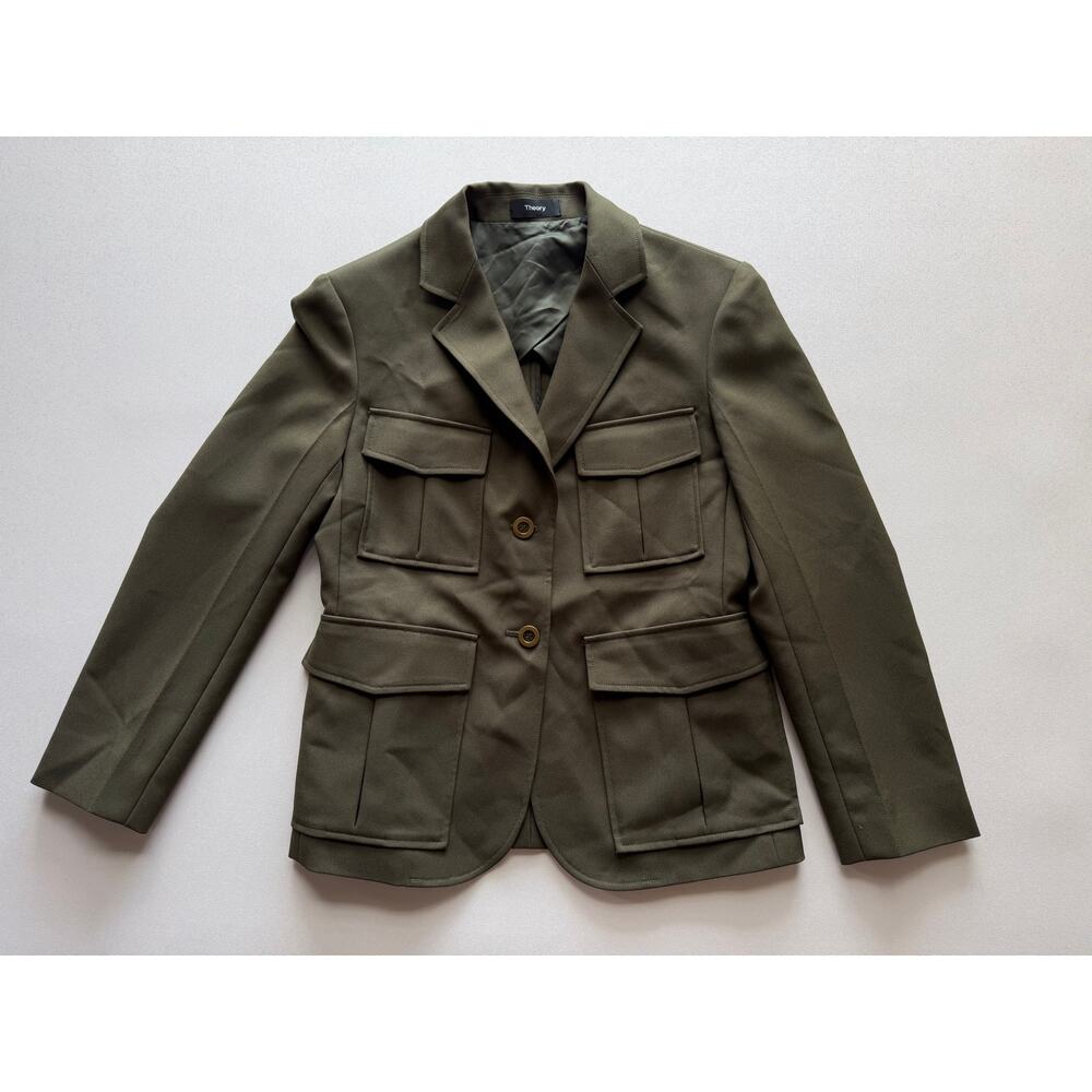 Theory Women's Olive Green Lackman Prospective Safari Jacket Size 2